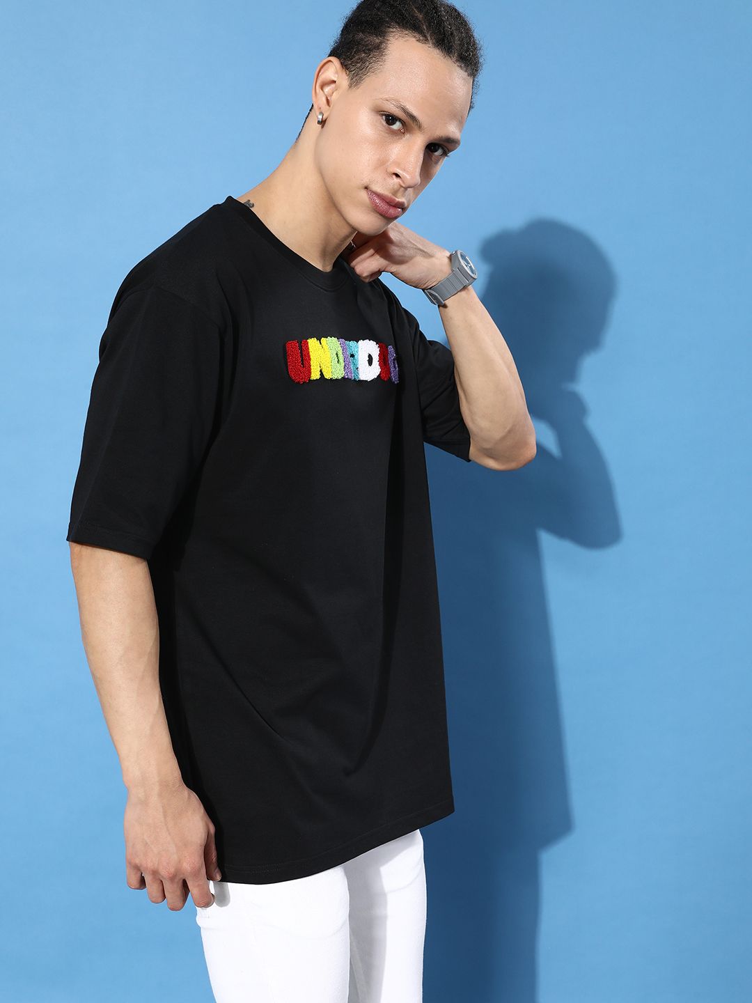 Difference of Opinion Black Typographic Oversized T-Shirt