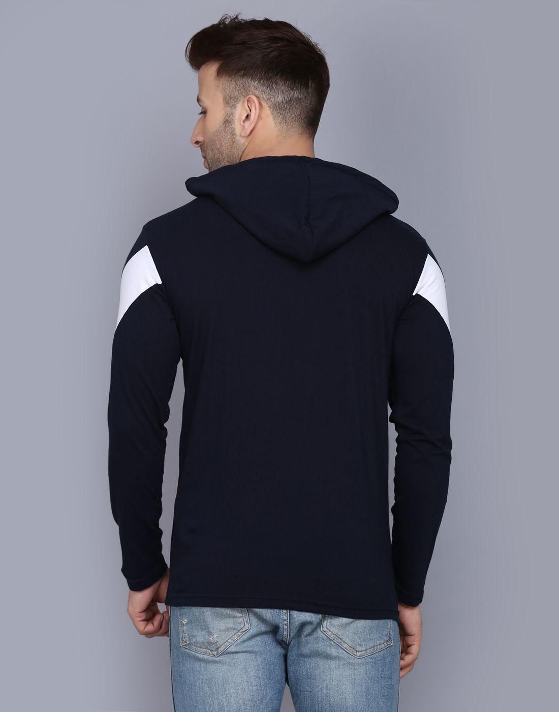 Cotton Color Block Full Sleeves Hooded T-Shirt