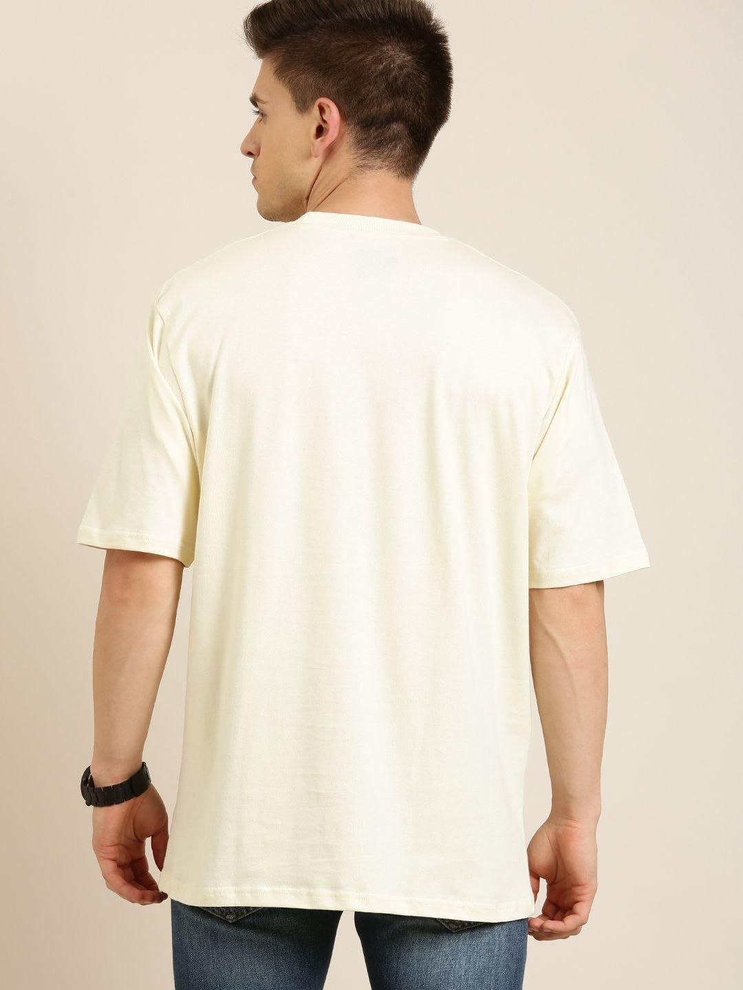 Dillinger Cream Solid Oversized T-Shirt