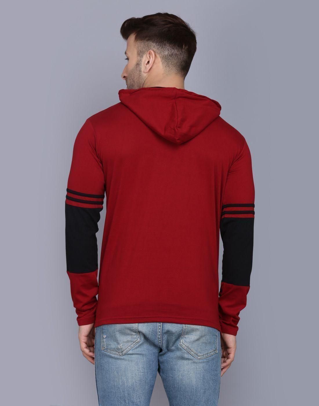 Cotton Solid Full Sleeves Hooded T-Shirts